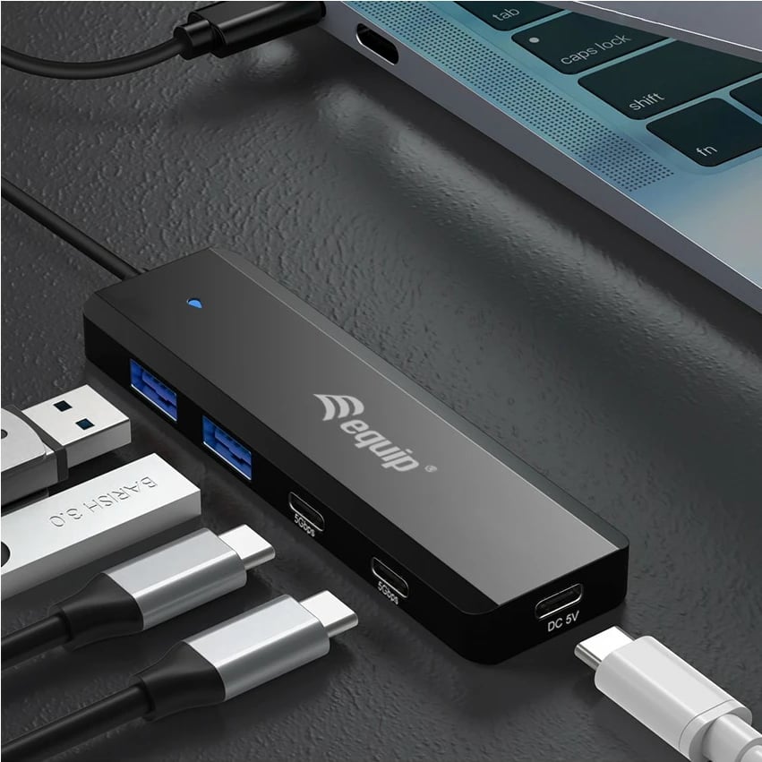 USB hub Equip 4 porta USB-C/USB-A 3.2 Gen 1, 5Gbps, i zi