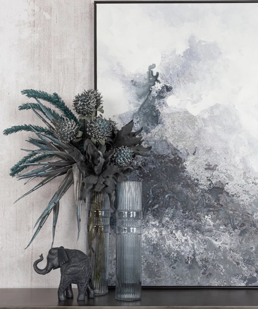 Vazo BAGUE, qelq, ngjyrë kaltër e çelët, 10x10x45 cm