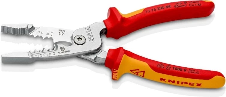 Vegël zhveshëse kabllosh Knipex 13 76 200 ME, çelik inox, 200 mm, e verdhë/e kuqe