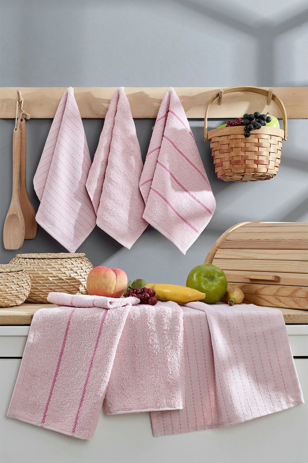 Set peshqirësh për larje (6 copë), Mijölnir, Sofya, ngjyrë pluhur