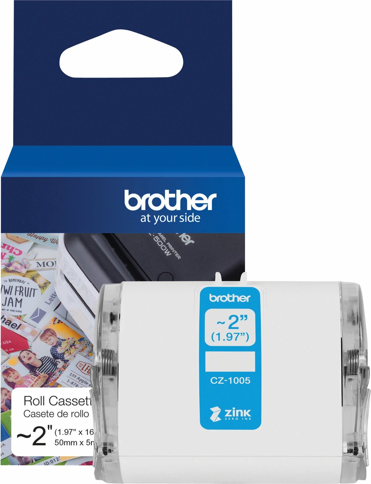 Rrotullë etiketa Brother CZ-1005, për VC-500W, 50 mm x 5 m, ZINK, e bardhë