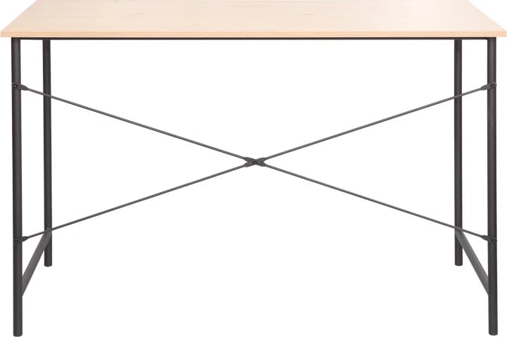 Tavolinë pune Senzia, ngjyrë natyrale, metal i zi, 120x60x75cm