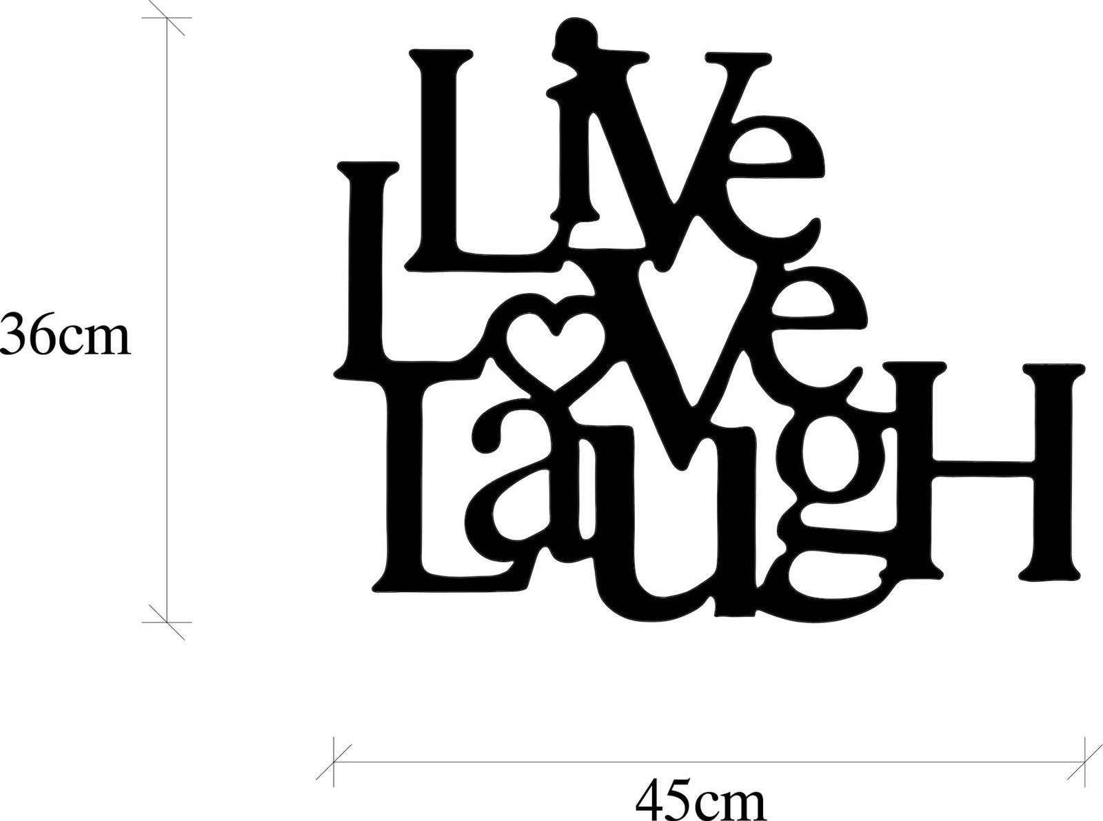 Aksesor dekorativ metalik për mur Wallity, Live-Love-Laugh, ngjyrë e zezë