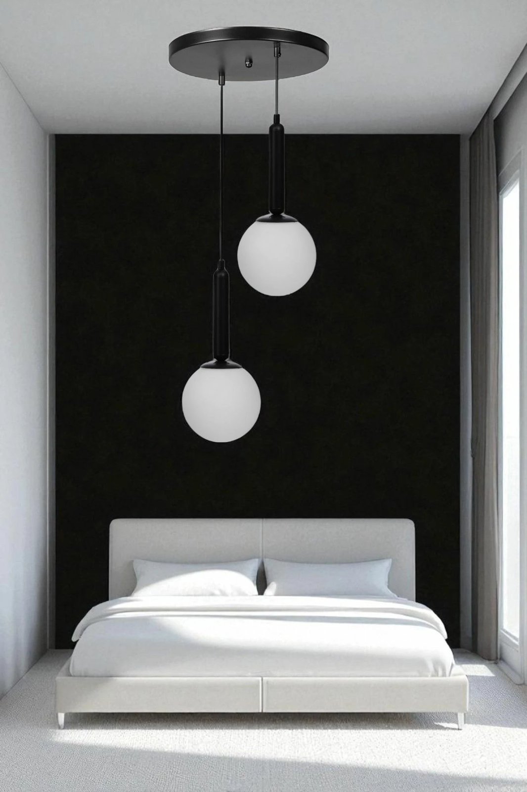 Llambë tavani Opviq, 9057-2, metal dhe xham, e bardhë/zezë