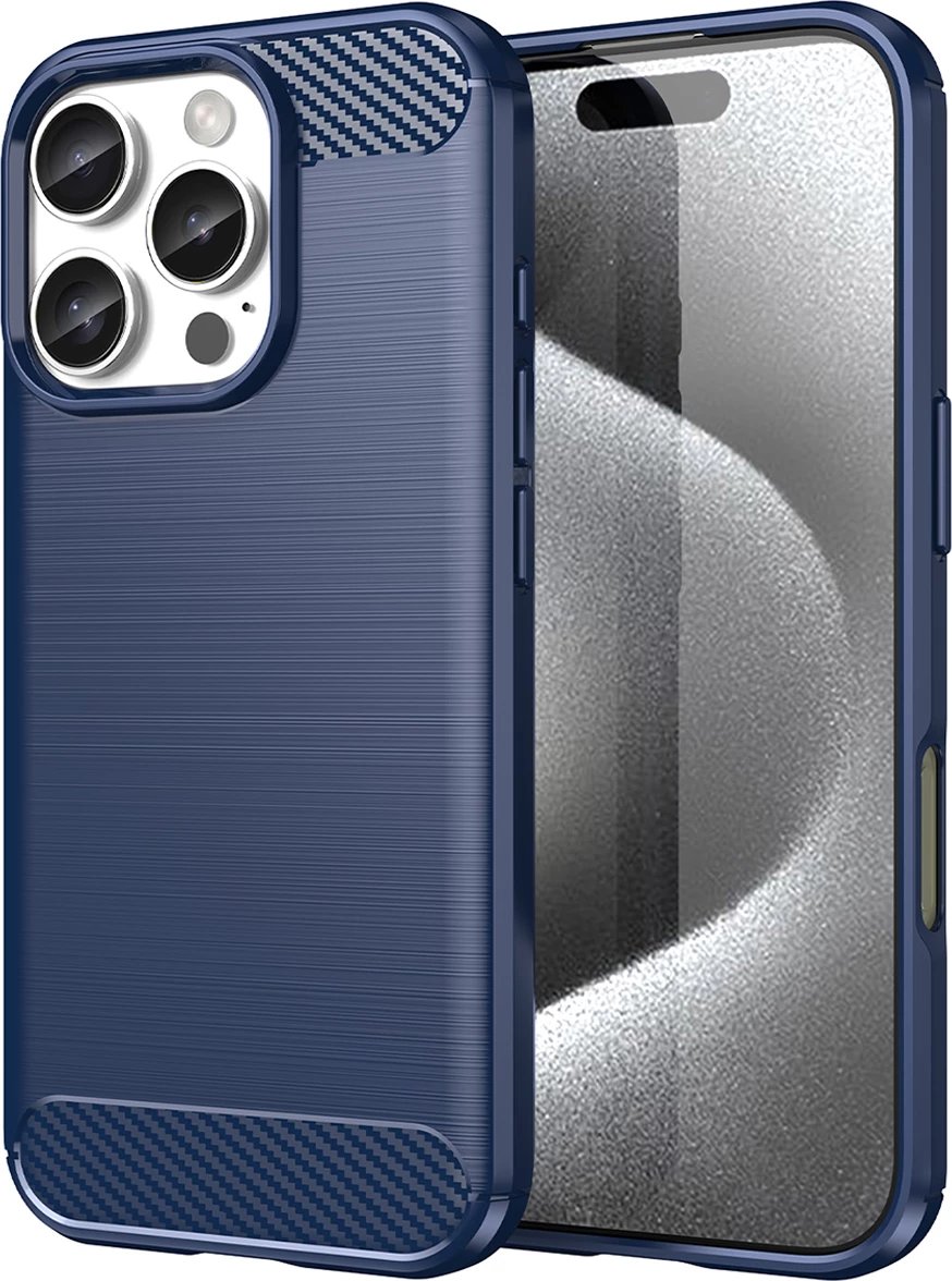 Mbështjellës Hurtel Carbon Case për iPhone 16 Pro Max, TPU, Blu