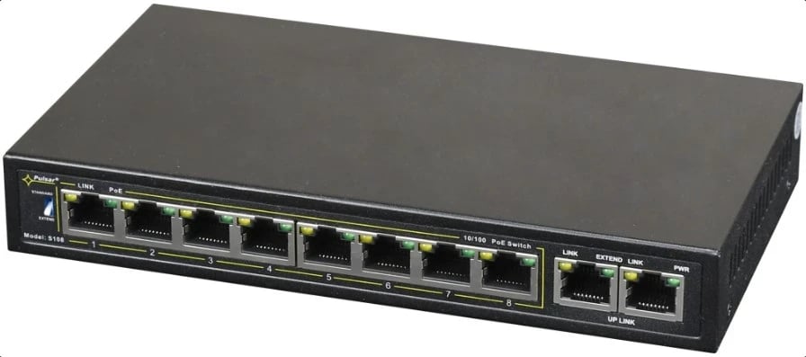 Switch rrjeti PULSAR S108, Fast Ethernet (10/100), PoE, i zi