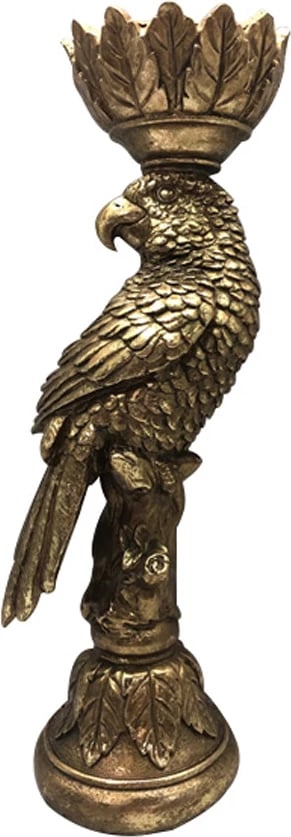 Mbajtës qiriri BUDGI, formë papagalli, ngjyrë ari, 13x10x35 cm