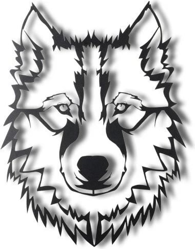 Aksesor dekorativ metalik për mur, Wallity, ujk, v11, ngjyrë e zezë, 38x50cm