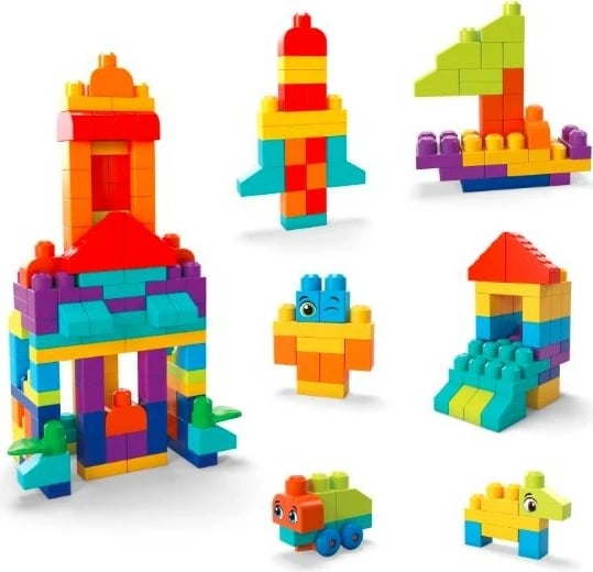 Set blloqesh ndërtimi Mega Bloks HHM96, 150 copë, shumëngjyrëshe, me çantë të madhe