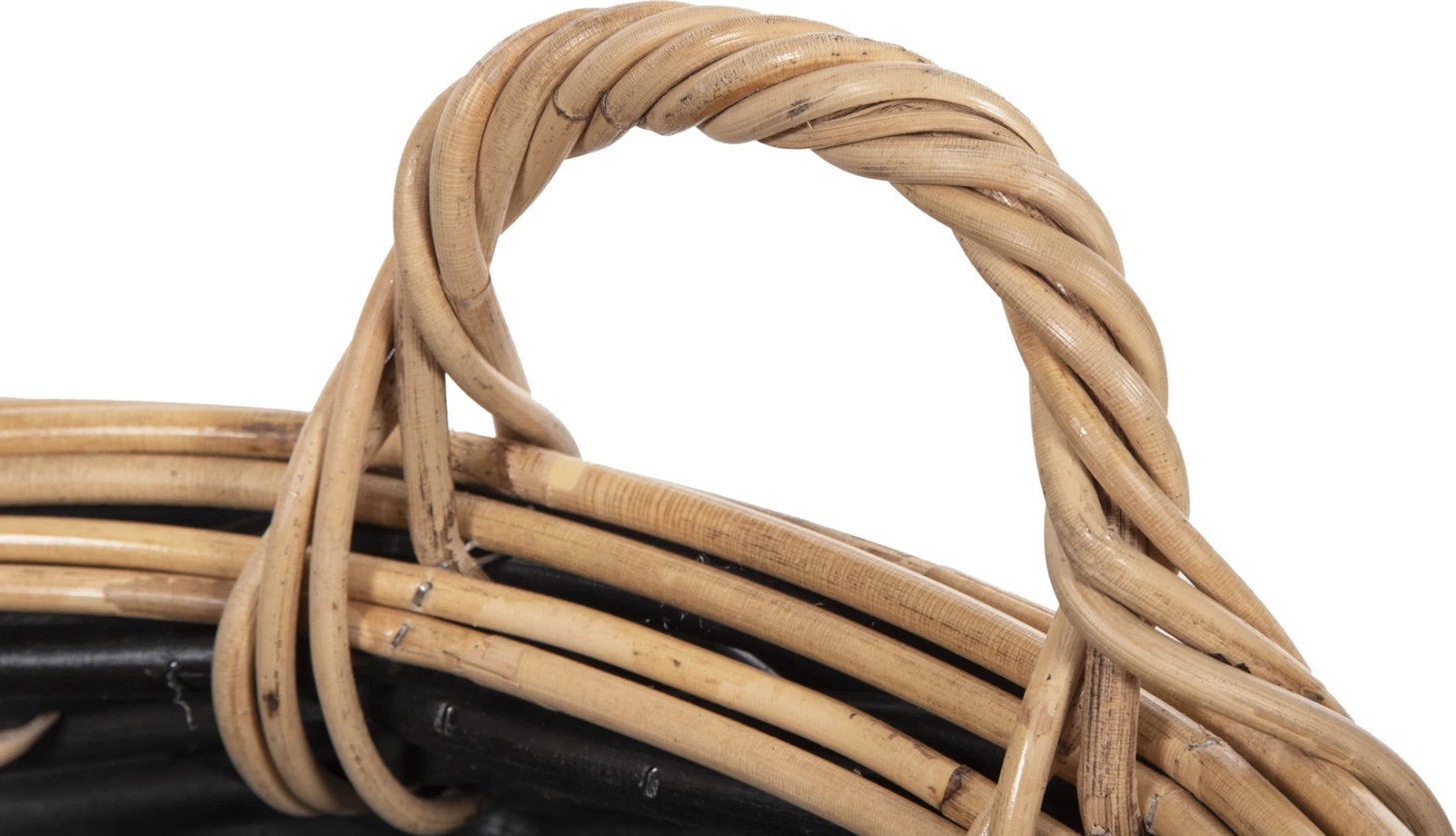 Shportë dyshemeje POTTS FH4378 CL rattan, ngjyrë zezë & natyrale, Φ62x36H cm