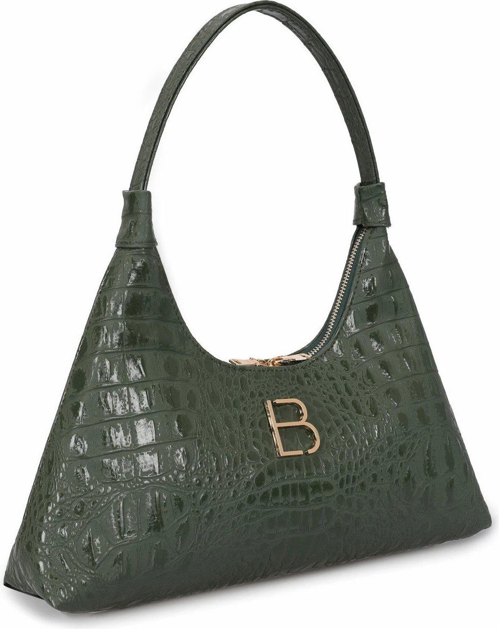Çantë krahu Lucky Bees, model 505, ngjyrë jeshile krokodili