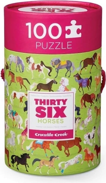 Puzzle Crocodile Creek, 100 copë, me kuaj, në tub