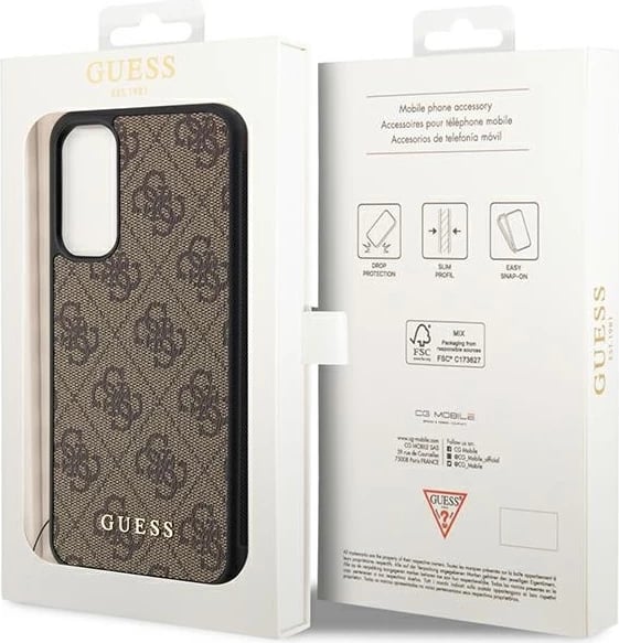 Mbështjellës Guess 4G Charms për Samsung Galaxy A34 5G, kafe Mbështjellës Guess 4G Charms për Samsung Galaxy A34 5G, kafe