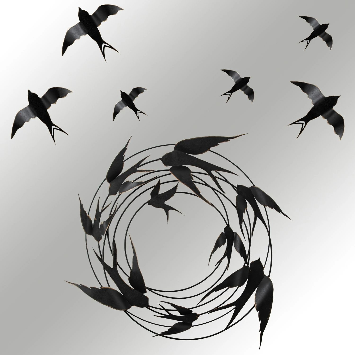 Aksesor dekorativ metalik për mur, Wallity, Migration, shumëngjyrësh, set 6 copë