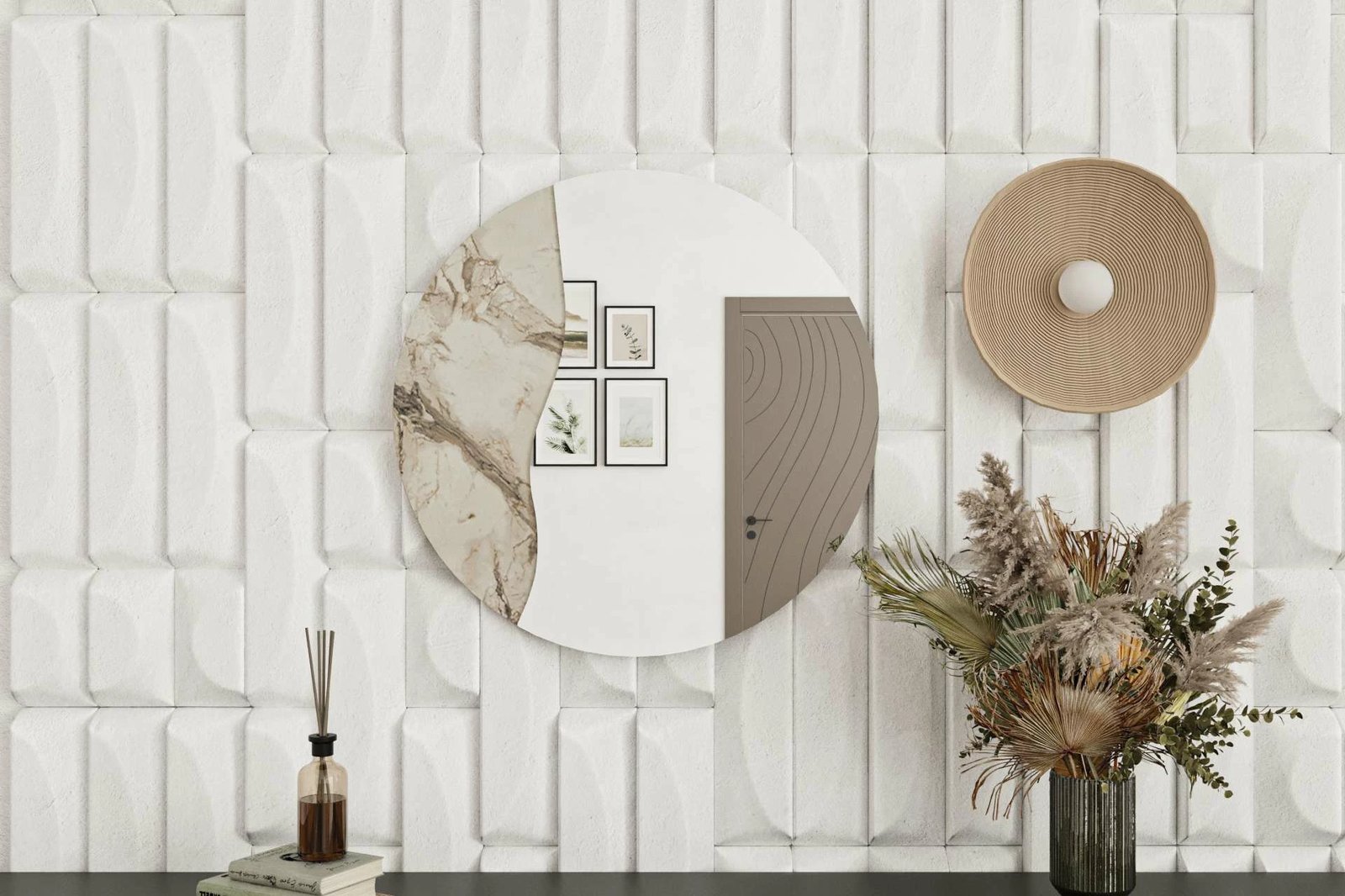 Pasqyrë dekorative, ngjyrë mermeri, Skye Decor, Oula, 60x60cm