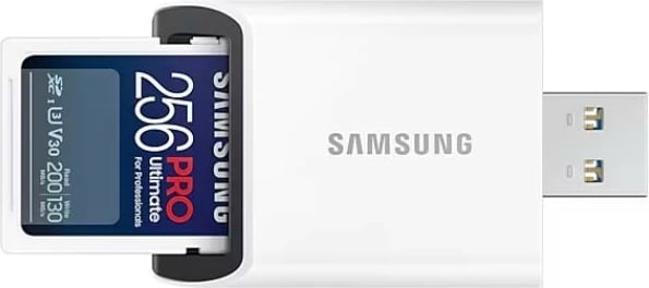 Kartë memorie SD Samsung PRO Ultimate 256GB me lexues USB