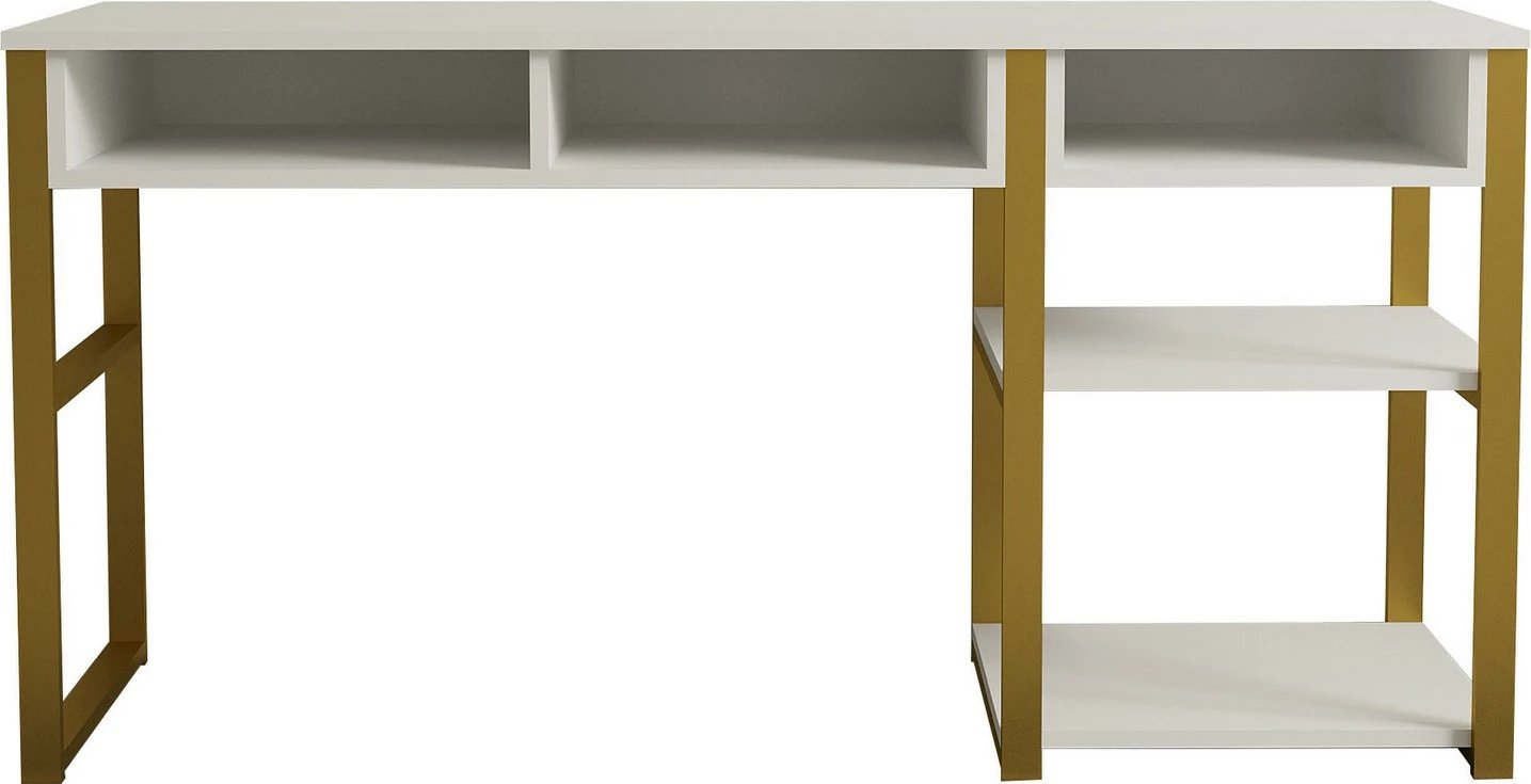 Tavolinë pune Hanah Home, Emro, e bardhë me të artë