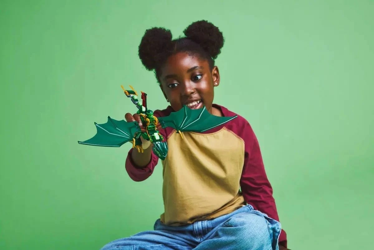 Set lodrash LEGO NINJAGO Lloyd's Green Forest Dragon 71829, 2 minifigura, për fëmijë 6+ vjeç, Jeshile