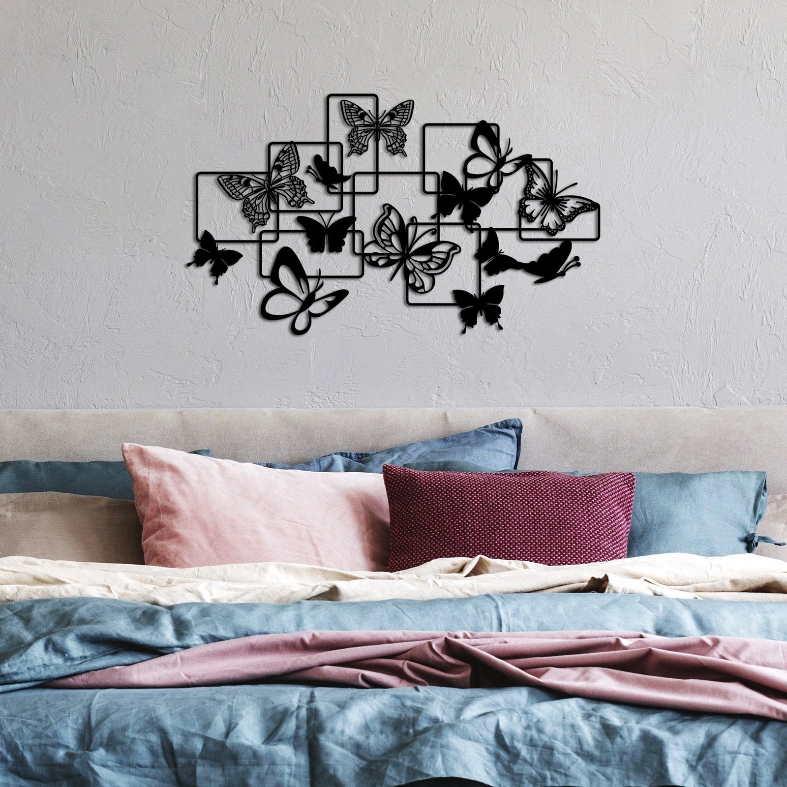 Aksesor muri dekorativ metalik, flutura, Wallity, i zi, 70x40cm