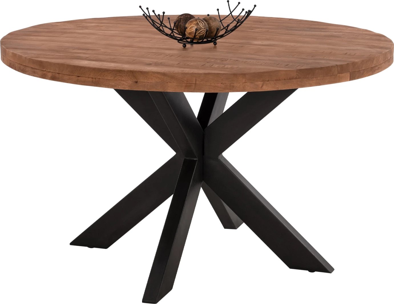 Tavolinë e rrumbullakët, dru mango i fortë, këmbë metalike të zeza, FH8484.11, Φ130x78cm