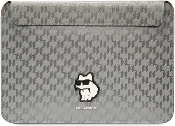 Mbështjellës laptopi Karl Lagerfeld Saffiano Monogram Choupette 14", argjend