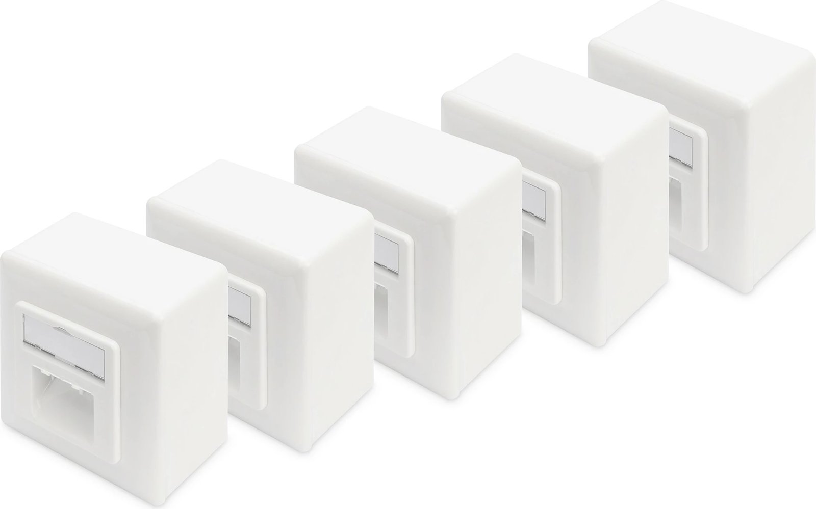 Dozë rrjeti Digitus 2x RJ-45 Cat6, set 5 copë, e bardhë