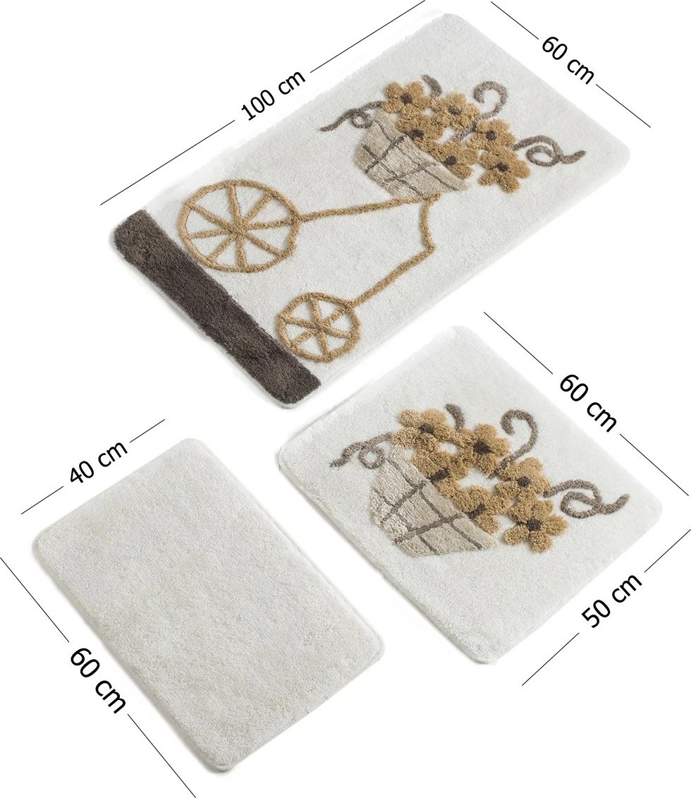 Set tapetash për banjo, 3 copë, akrilik, Mijolnir, Alacati, ngjyrë kafe