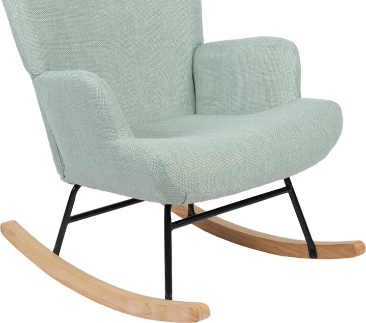 Karrige lëkundëse Jianna, stof mente, këmbë natyrale, 79x64x89cm