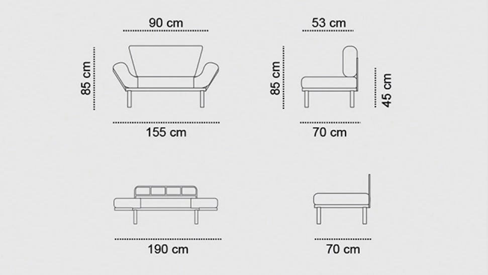 Divan-krevat dy ulëshe, ngjyrë petrol blue, Atelier del Sofa, Nitta