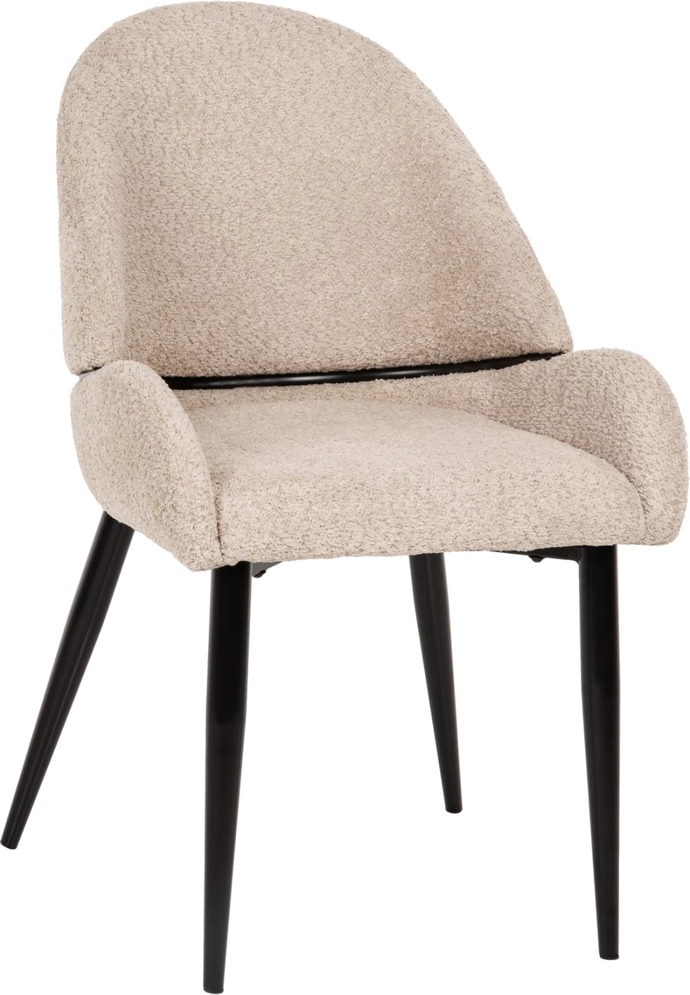 Karrige SARKY FH8585.02, pëlhurë boucle ecru, këmbë metali të zeza, 55x62x89H cm., set prej 2 copë