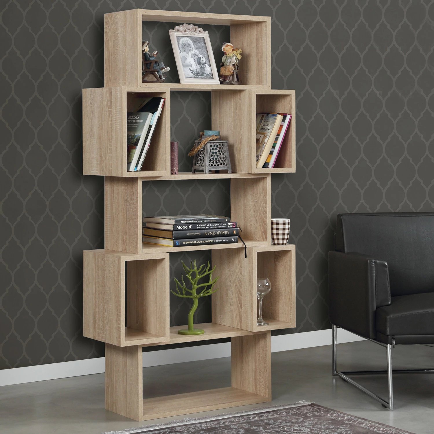 Raft librash Hanah Home, ngjyrë lisi e çelët, Box