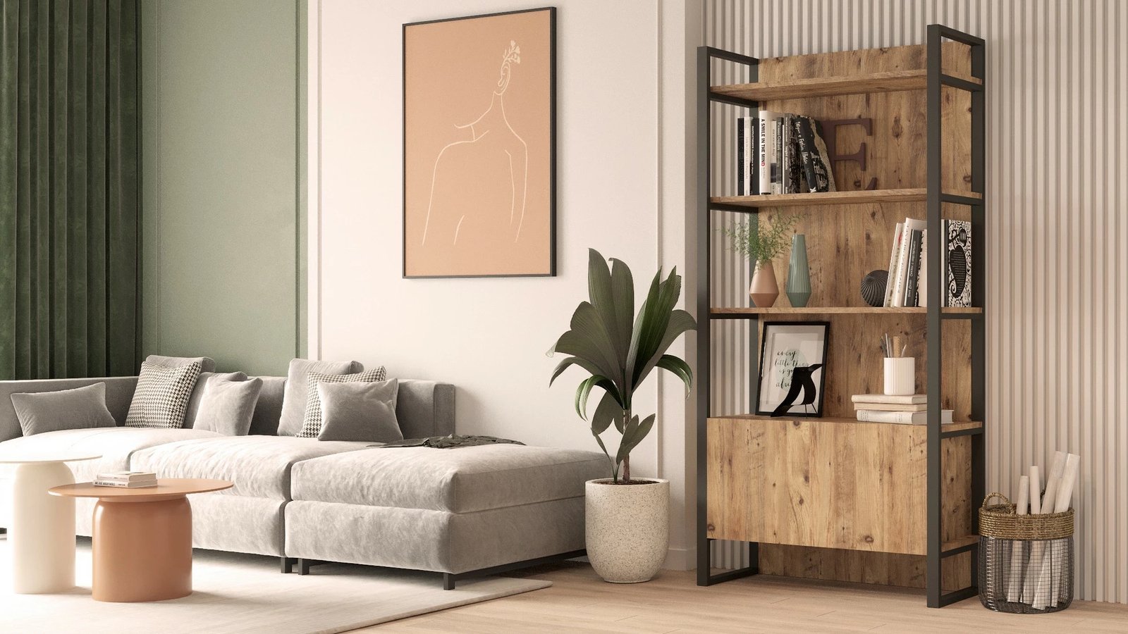 Raft librash Hanah Home, Ml6-A, ngjyrë Atlantic Pine