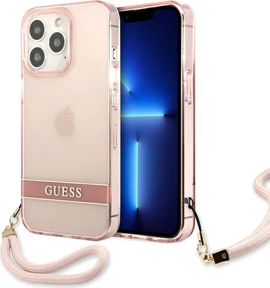 Mbështjellës Guess Translucent Strap për iPhone 13 Pro/13 6.1", Rozë Mbështjellës Guess Translucent Strap për iPhone 13 Pro/13 6.1", Rozë