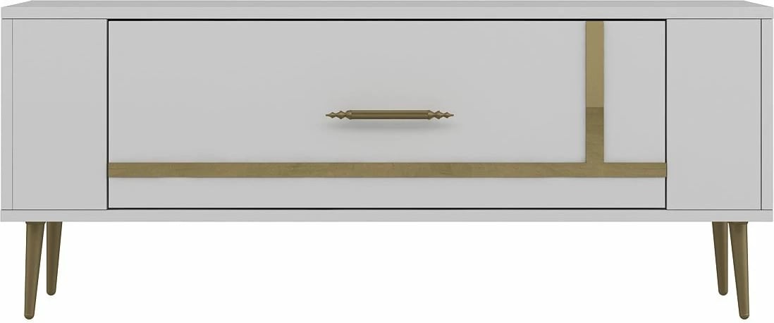 Komodë TV, ngjyrë e bardhë dhe ari, Skye Decor, Retrop1