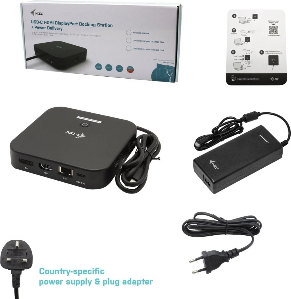 Stacion dokimi i-tec C31HDMIDPDOCKPD100, USB-C HDMI, 112W, i zi