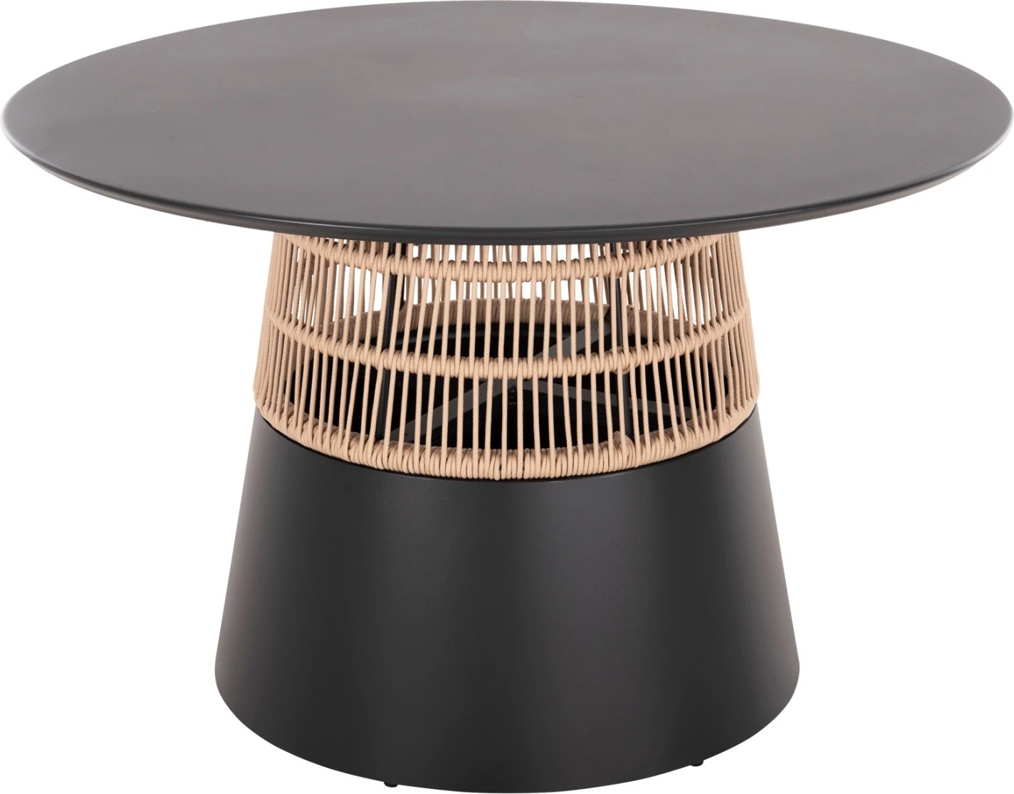 Tavolinë e rrumbullakët SAEID FH6106.01 alumini, ngjyrë antracit, litar sintetik, ngjyrë bezhë, Φ120x75H cm