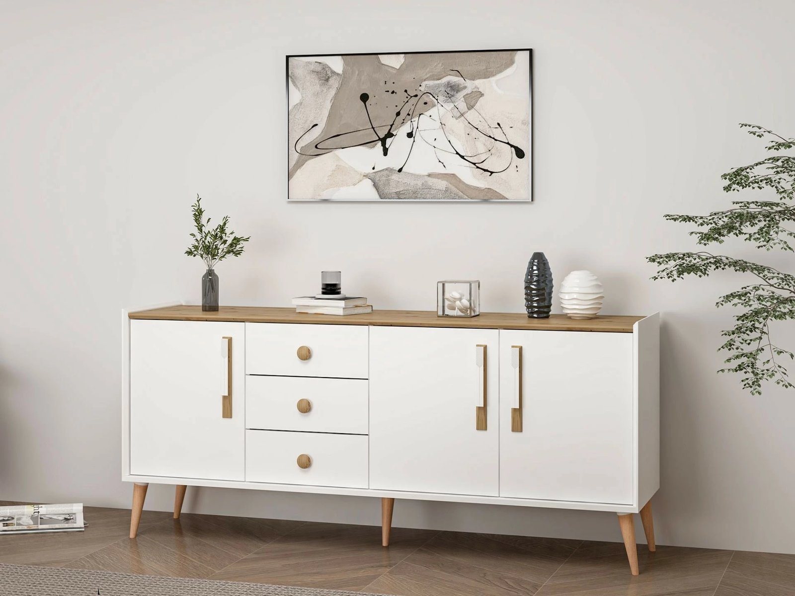 Konsol Skye Decor, Mitra, e bardhë