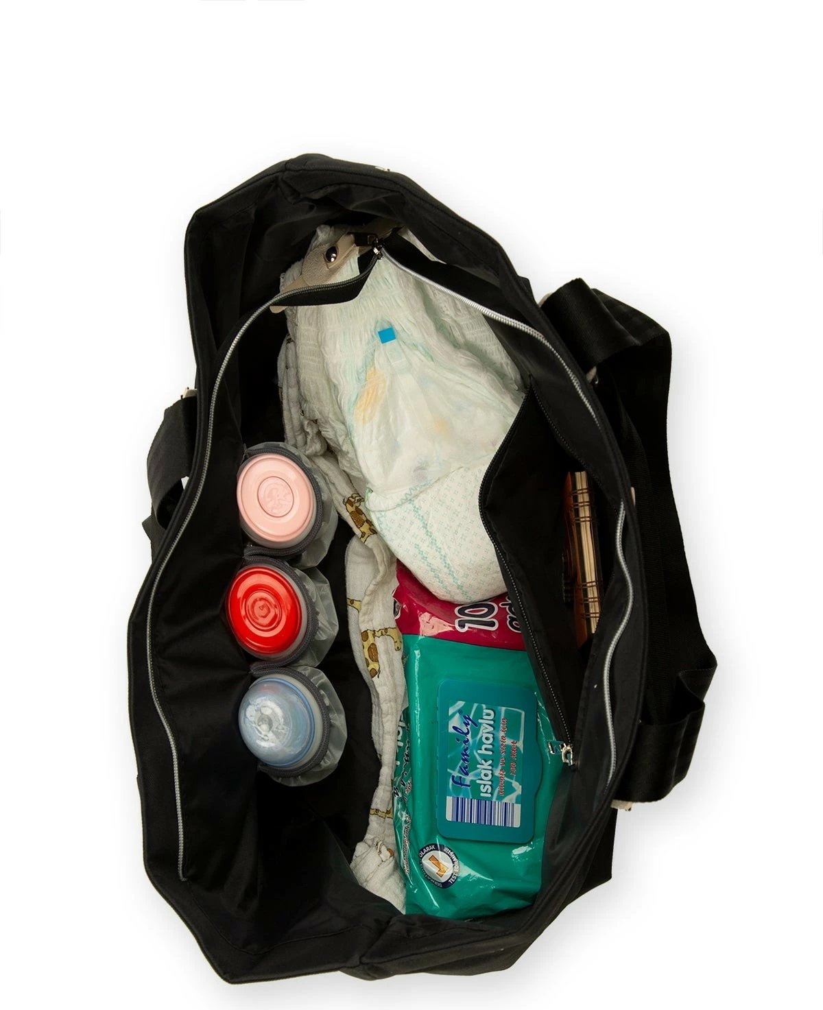 Çantë për pelena, ngjyrë e zezë/bezhë, Zoozie Bags, 44x33x17cm