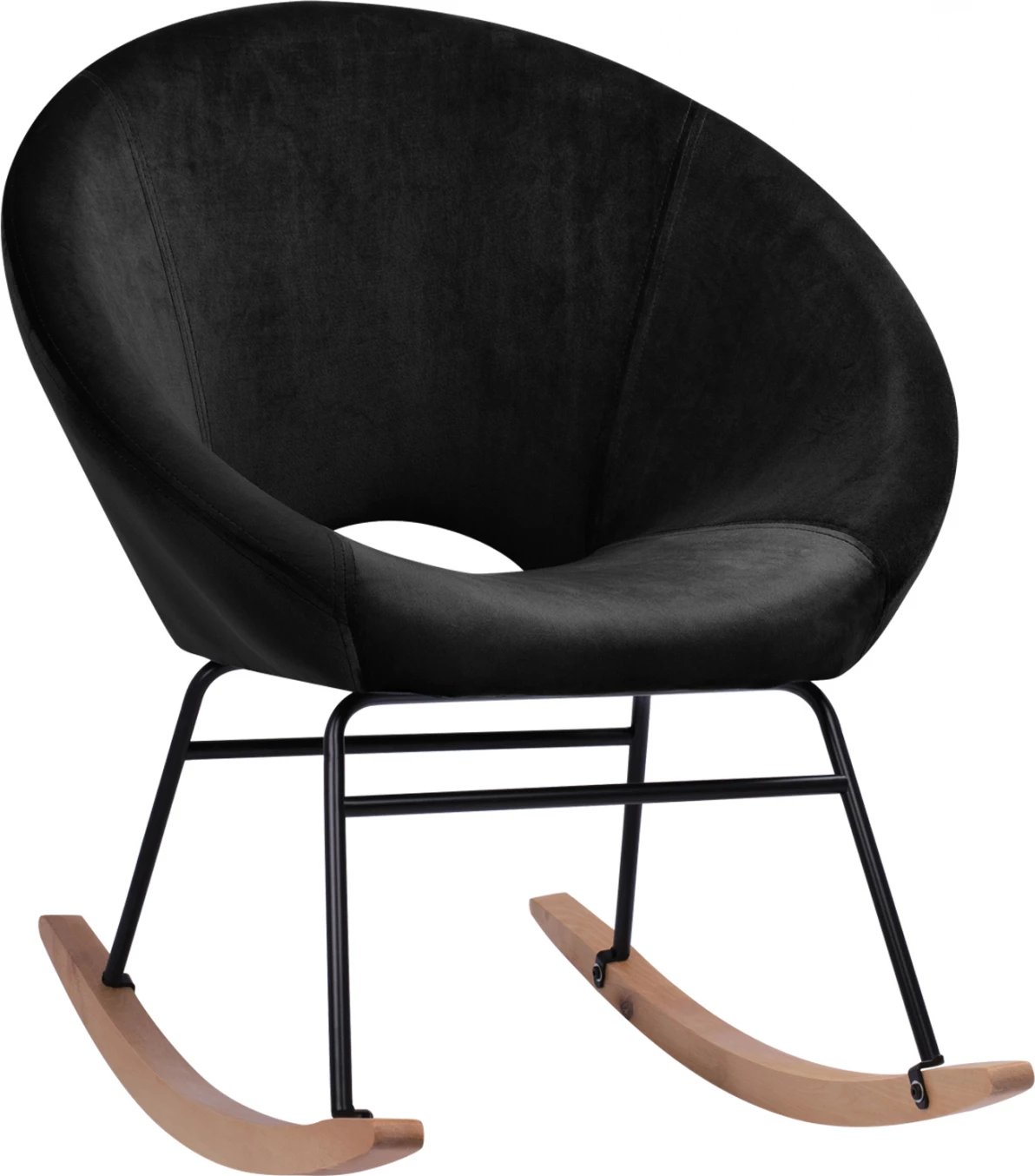 Karrige lëkundëse kadifeje FH8399.04, e zezë, 76x86x76 cm