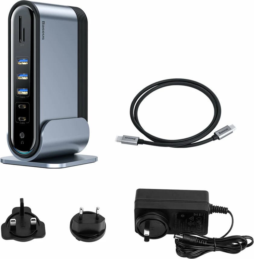 Kasë HUB multifunksional Baseus CAHUB-DG0G, 16 porta, 100W, Gri