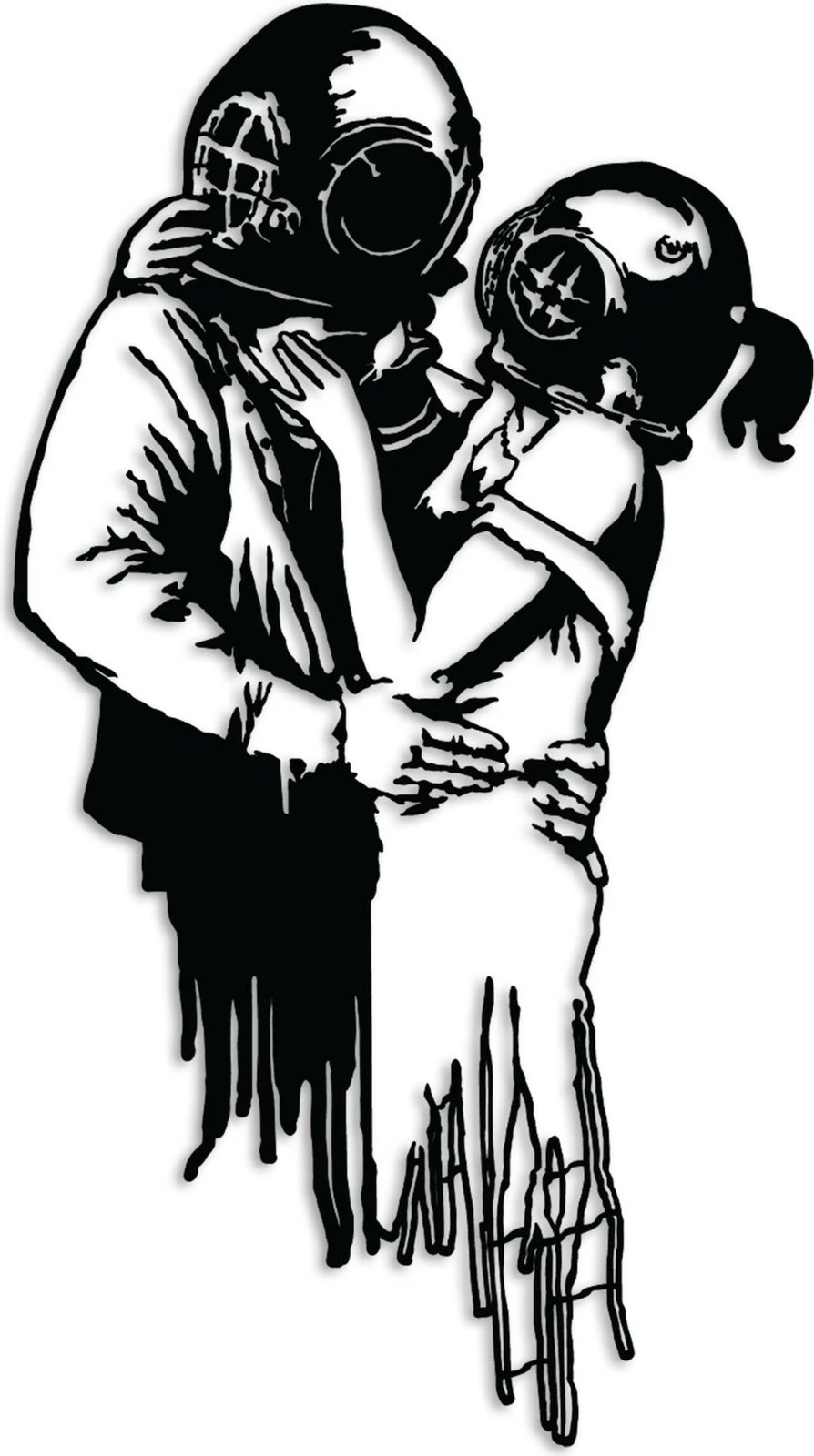 Aksesor dekorativ metalik për mur Wallity, Banksy 11, ngjyrë e zezë, 47x85cm