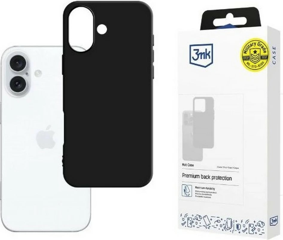 Mbështjellës 3MK Matt Case për iPhone 16, 6.1", TPU, i zi