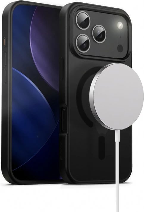 Mbështjellës CRONG Hybrid Frost MAG Cover CRGHFMIP1763PBLK, për iPhone 17 Pro, me MagSafe 37x magnet N52, polikarbonat mat kundër gjurmëve, kënde të përforcuara, i zi