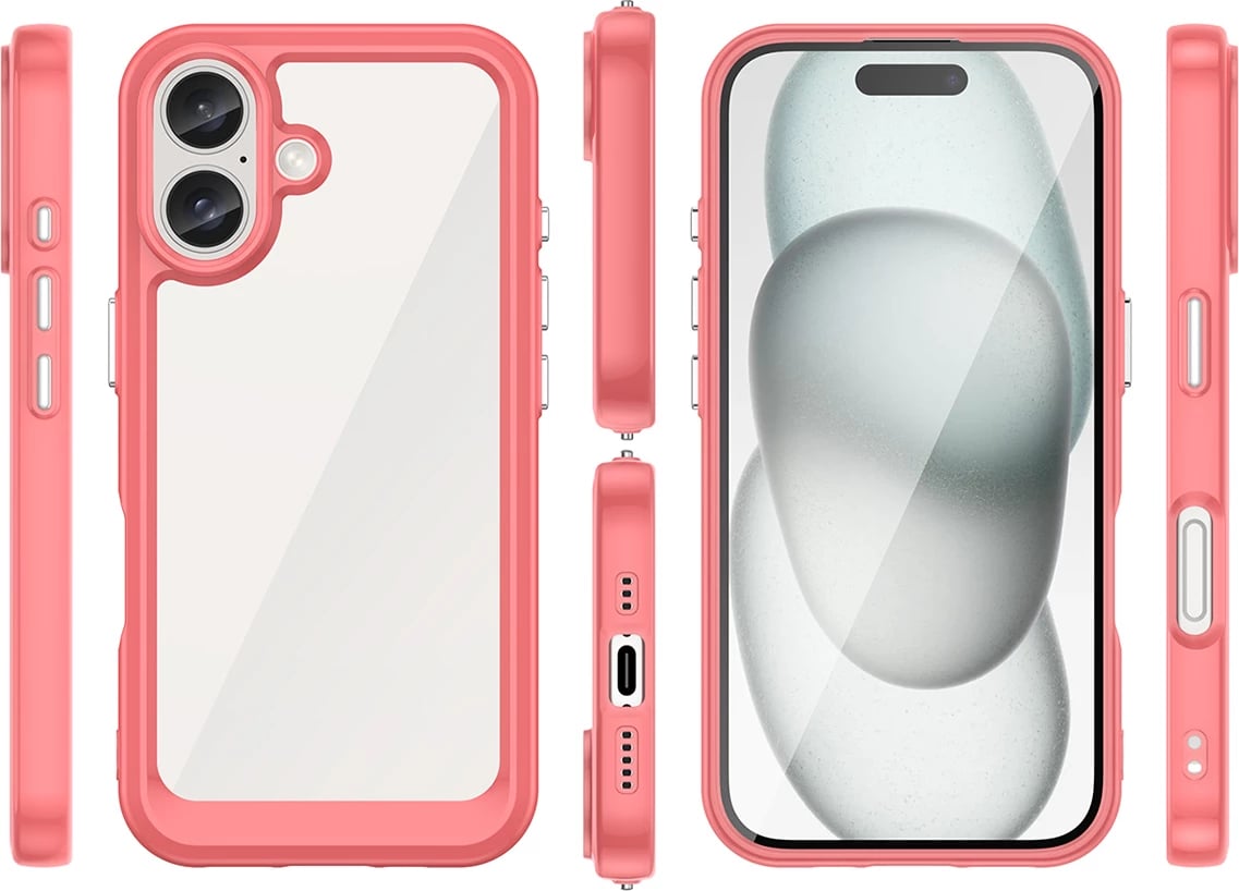 Mbështjellës Hurtel Outer Space Case për iPhone 16 Plus, kuqe