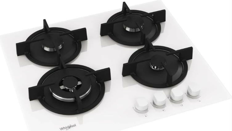 Pllakë gazi Whirlpool AKT625WH, 4 zona, xham, e bardhë
