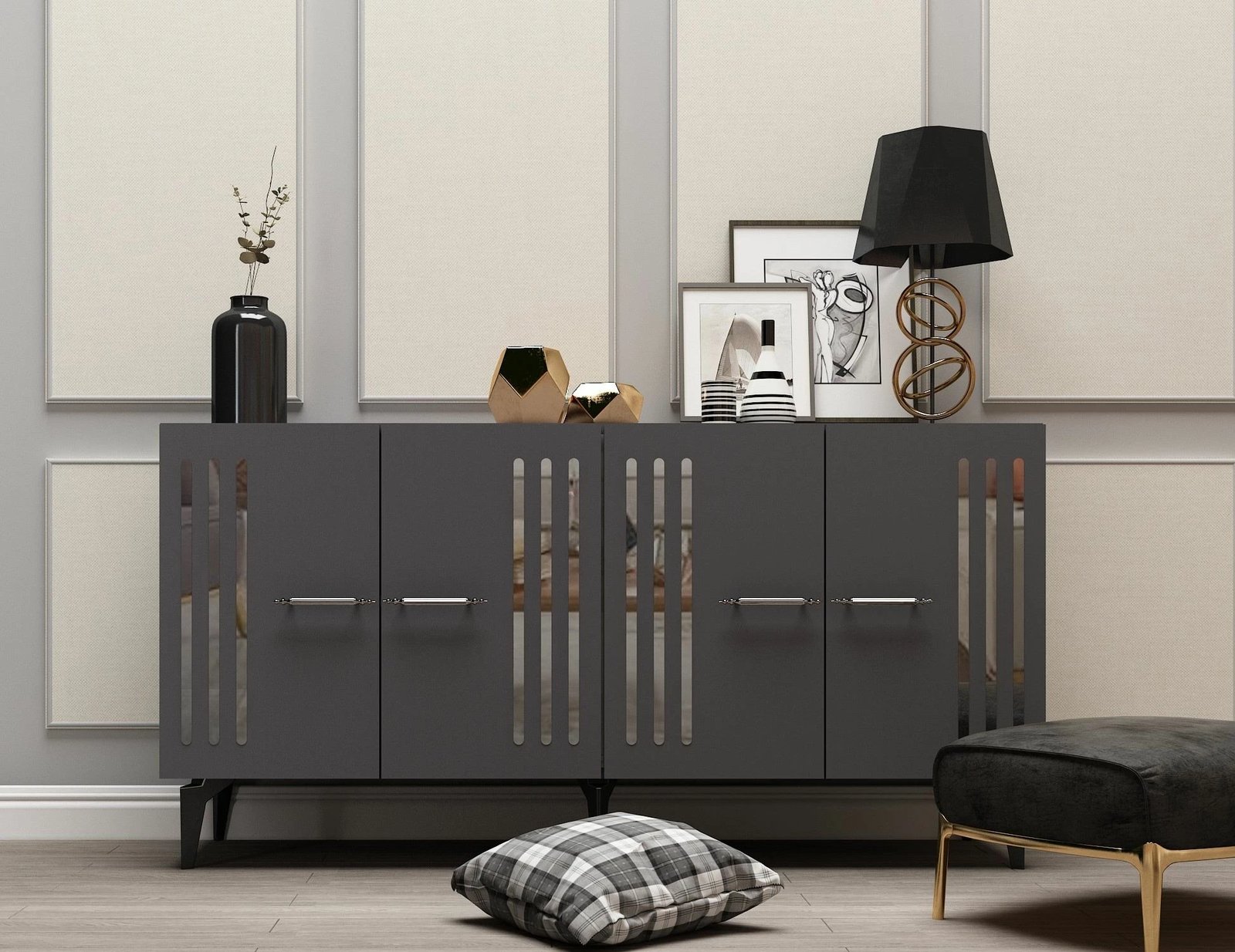 Konsol Skye Decor, anthracite, argjend