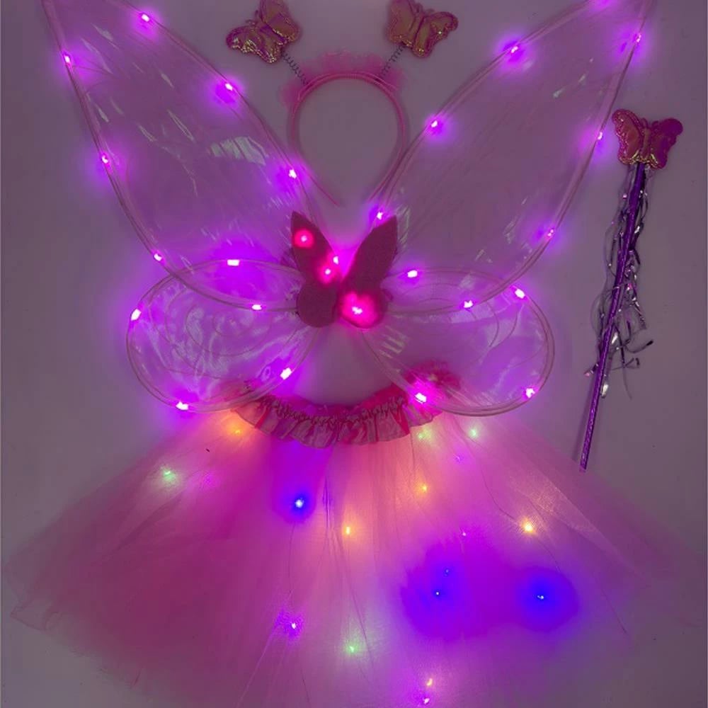 Set zanash me drita NEXT, tutu, krahë, shirit koke, shkop magjik, Rozë