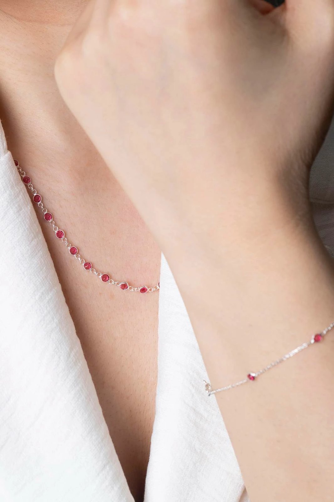 Set varëse dhe vathë argjendi, Jumeon, TFNY65230, ngjyrë e kuqe