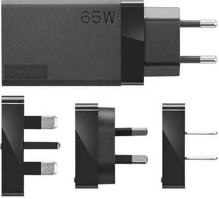 Karikues udhëtimi Lenovo 65W USB-C 40AW0065WW, i zi, me 4 adapterë