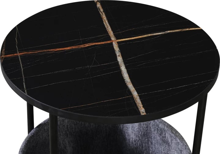 Tavolinë anësore Fredami, pamje mermeri të zi, 40x50cm